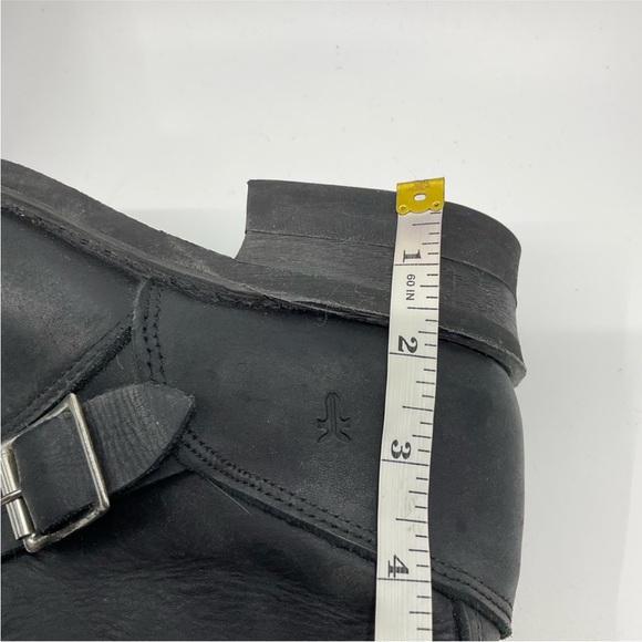 Frye Black Leather Combat Boots with Buckles - Picture 11 of 11
